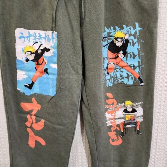 Hot Topic Naruto Shippuden Men's Graphic Jogger Pants in Green Size 32/34 - Picture 7 of 10